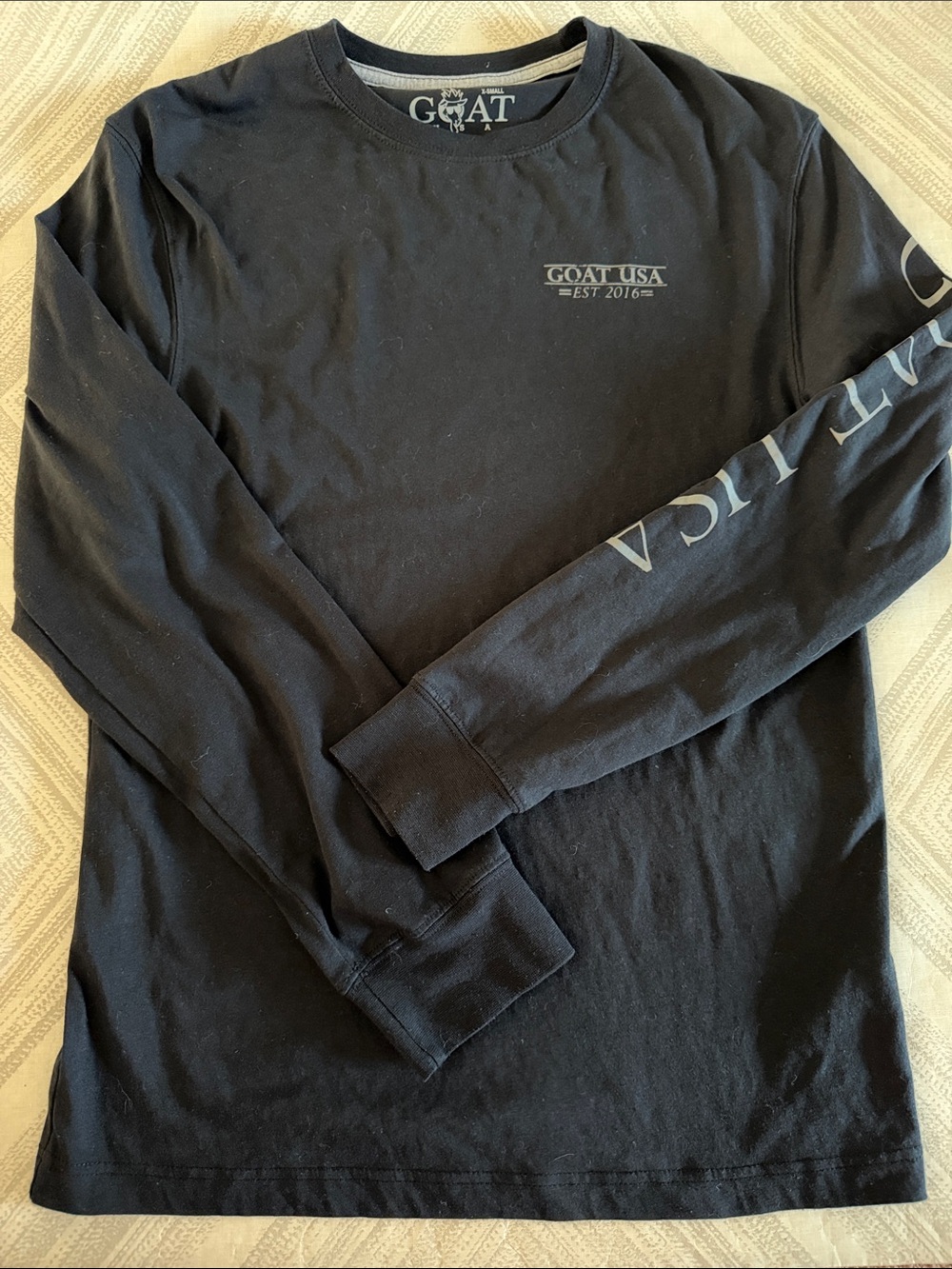 GOAT USA Lexington Long Sleeve T-Shirt Black Men’s XS Graphic Tee Vintage Wash